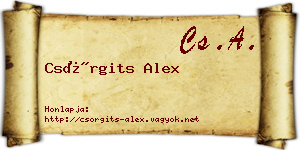 Csörgits Alex névjegykártya