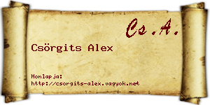 Csörgits Alex névjegykártya